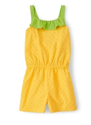 NEW Gymboree ROMPER sz 6 PINEAPPLE Punch EYELET  yellow Pull On Style girl - Image 1 of 4