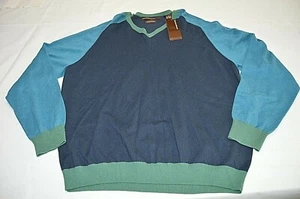 Suéter para hombre Perry Ellis Premium cuello en V multicolor azul talla XL NUEVO CON ETIQUETAS - Imagen 1 de 6