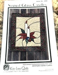 Modello trapunta CANDELE VETRO COLORATO #204 Katie Lane Quilts Applique 1993 NUOVO - Foto 1 di 6