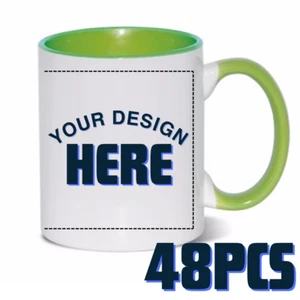 48pcs 11oz Inner Handle Lime Mug Custom Design & Text for Promotional Gift - Picture 1 of 3