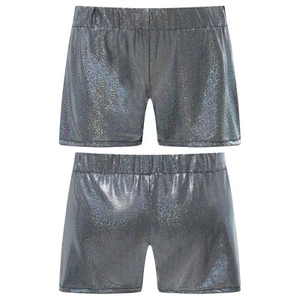 Kids Girls Pants Costume Activewear Cheerleading Shorts Metallic Uniform Jazz - Picture 1 of 56