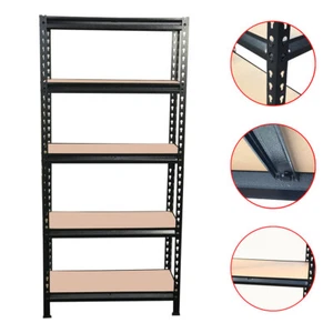 Boltless Storage Shelves Warehouse Rivet Shelving Metal Frame MDF Board Racks - Picture 1 of 13