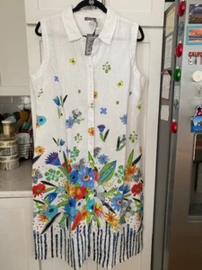 Dolcezza Damen Blumenstrauß italienisches Leinen ärmelloses Kleid Gr. SM (2-4) - Bild 1 von 2