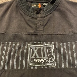 Vintage 90s Sasson Pullover Shirt XII VICE Black Gray Stripes Men's XL Retro EUC - Picture 1 of 13