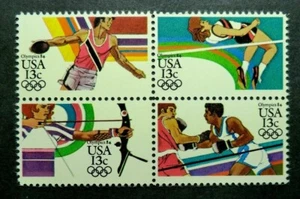 2048 - 2051 MNH 1983 13c Los Angeles Olympics B4 Discus High Jump Archery Boxing - Picture 1 of 1