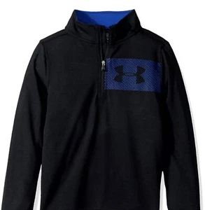 Under Armour Boys' Threadborne ¼ Zip, Black /Royal, Youth - Picture 1 of 2