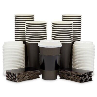 48x Disposable Coffee Cups With Lids And Sleeves Bulk For Hot To Go Drink, 16 Oz • 21.99$