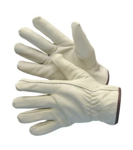 2 PAIRS FULL COW GRAIN LEATHER DRIVER WORK GLOVES KEYSTONE - SIZE - LARGE - Picture 1 of 2