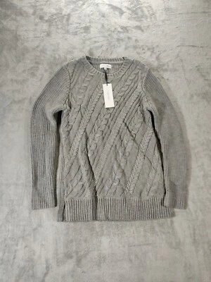 CALVIN KLEIN свитер женщин очень маленький серый кабель трикотажа длинным рукавом - Изображение 1 из 4