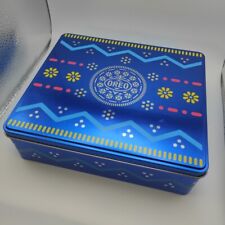 Oreo Tin Box Decorative Promotional Metal Container Blue Empty 