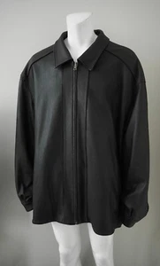TORRAS black perforated leather reversible jacket wool cashmere big size 72 6XL - Picture 1 of 19