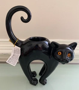 YANKEE CANDLE 2011 EDITION BLACK CAT TEA LIGHT CANDLE HOLDER RARE NWT - Picture 1 of 2