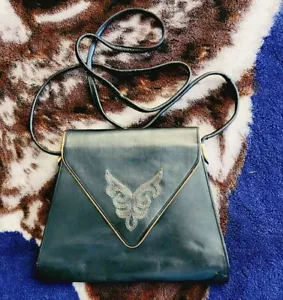 CUERO VINTAGE BALLY Hecho en Suiza Azul Marino Con Cuentas - Imagen 1 de 7