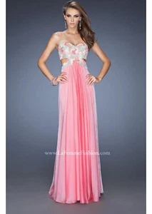 NWTFemme Fashion Sherbet Chiffon Prom Gown With Lace, Jewels And Cutouts, Size 2 - Picture 1 of 9