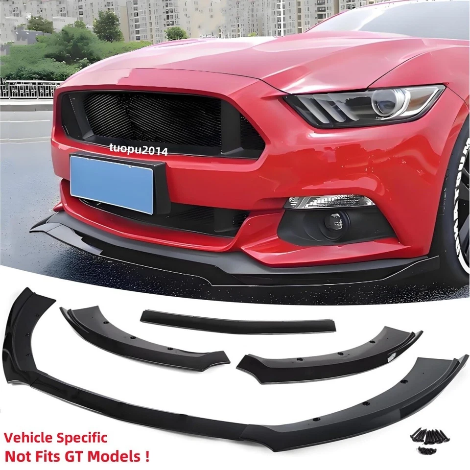 For Ford Mustang Front Bumper Splitter Lip 3 Segment Style Gloss Black 2015-2017 - Image 1 of 4