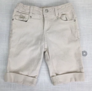 Arizona Jeans Beige Denim Bling Flap Pocket Cuffed Capri Pants Girls Sz 6R EUC - Picture 1 of 9