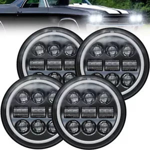 4X 5 3/4 5.75'' Inch LED Headlights DRL Sealed Beam Halo Ring Lamp Turn Signal - Picture 1 of 5