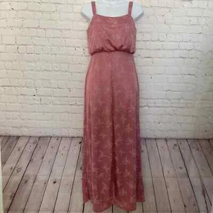 Vintage 1970's Lorrie Deb Union Label Pink Long Pink Floral Zip Dress - Size 7/8 - Picture 1 of 12