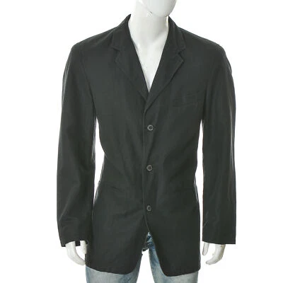 Blazer Chaqueta Hombre Colección Camel 3 Botones Talla 102 Negro Mezcla Lino Foto 1 de 4