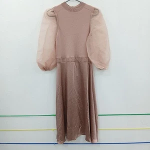 Ted Baker Knit Satin Organza Dress UK10 Dusky Pink Party Classy NWT FPL-RMF12 - Picture 1 of 6