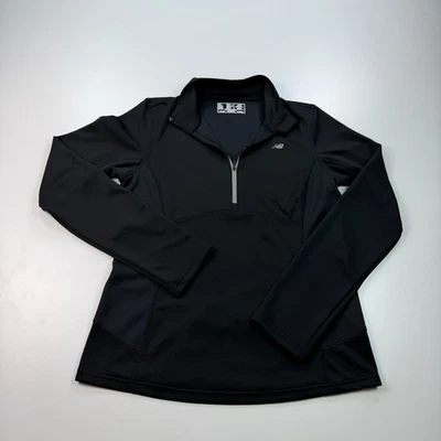 Camisa de correr New Balance 1/4 cremallera para mujer pequeña negra ligera elástica Foto 1 de 4