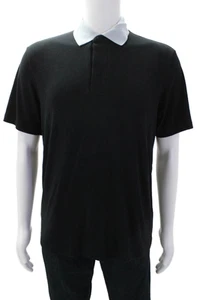 Theory Mens Casual Stretch Blue Buttoned Collared Polo Shirt Black Size M - Picture 1 of 7