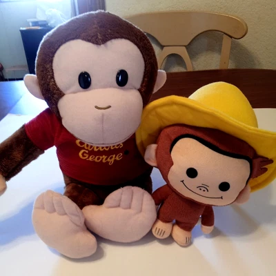 Applause Curious George Plush Lot of 2 - 16" with Red Shirt and 7" w/ Yellow Hat - Image 1 of 4
