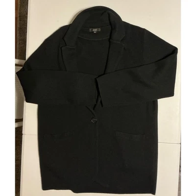 J Crew Mens M Blk Cardigan Blazer Jacket Button Front Collar Long Sleeve Preppy - Image 1 of 4