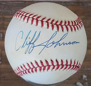 CLIFF JOHNSON SIGNED OAL BUDIG BASEBALL 1978 YANKEES BLUE JAYS A'S ASTROS - Picture 1 of 2