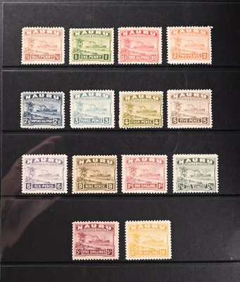 Nauru Scott # 17-30 VF OG Hinged British Colony Stamps Cat $245 - Image 1 of 4