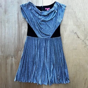 ABITO MIDI BETSEY JOHNSON donna tg 12 nero grigio colore blocco fondo arricciato - Foto 1 di 10