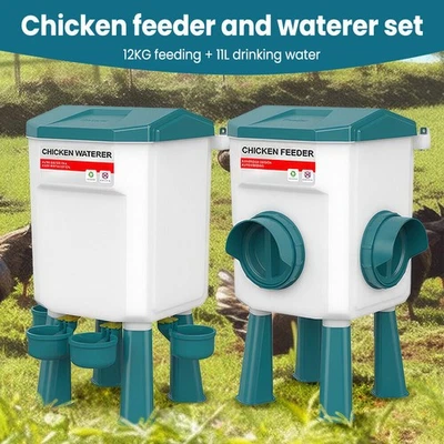 Geflügel Futterautomat und Tränke Set Futterspender Hühner Küken Gänse Enten NEW - Bild 1 von 4