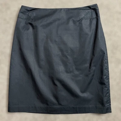 Falda Helmut Lang Lana Virgen 6 Negra Mini Recta Diseñador Trabajo Versátil Elegante Foto 1 de 4