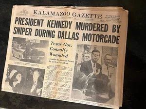 Kennedy ermordet 22. November 1963 Kalamazoo Gazette Dr. King spricht WMU Zeitung - Bild 1 von 7