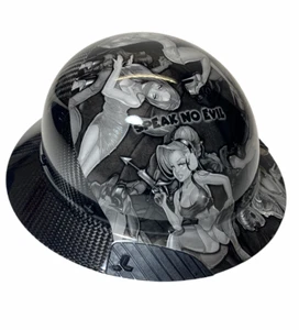 Black and White Naughty No Evil Lift DAX Fifty 50 Carbon Fiber Full Brim HardHat - Picture 1 of 9