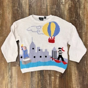 Vintage Berek Pullover Damen klein handgestrickt Heißluftballon Venedig Gondel - Bild 1 von 11