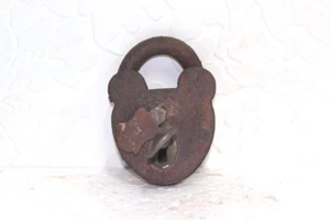 Iron Lock and Key Old Vintage Antique Unique Collectible - Picture 1 of 6