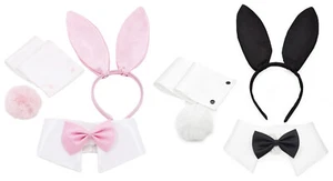 Bunny Costume Playboy Accessory Set Rabbit Ear Bow Tie Collar Cuffs Tail Pin - Picture 1 of 10