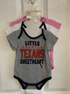NFL Houston Texans Baby Girl 3 pack Bodysuit Set Size 3-6 months NEW - Picture 1 of 5