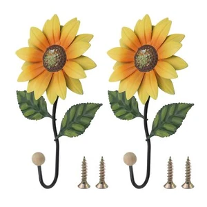 2 Pcs Coat Hooks Beautiful Flower Decorative Hooks Metal Mounted Wall Hanger ... - Picture 1 of 2