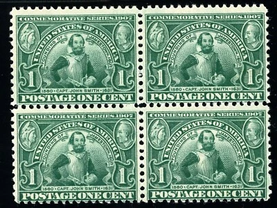 USAstamps Unused FVF US 1907 Jamestown Block Scott 328 OG MNH, MVLH - Image 1 of 2