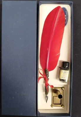 Fabris Giuliana Venice 1925 Calligraphy feather ink pen Red Penna Piuma Calamaio - Immagine 1 di 4