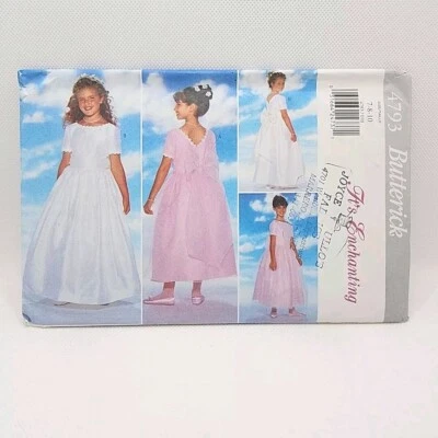 Butterick 4793 Childs Long Formal Holiday Dress Sewing Pattern Size 7-10 Uncut - Image 1 of 4