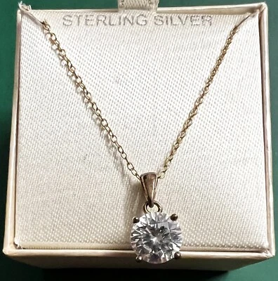 NOVO EM FOLHA PINGENTE DE ZIRCÔNIA CÚBICA OURO 18K SOBRE PRATA ESTERLINA 8,25 MM #B46 - Imagem 1 de 2