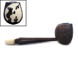 Pipa de mano Kokopelli tagua hecha a mano tabaco fumar natural tallada arte suroeste - Imagen 1 de 5