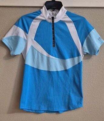 Gore Bike Wear Women's Short Sleeve Blue Sz Medium 1/4 Zip Cylcing Jersey Shirt - Image 1 of 4