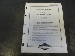 Briggs & Stratton 192700 to 192799 Engine Illustrated Parts List Manual 1986 - Picture 1 of 4