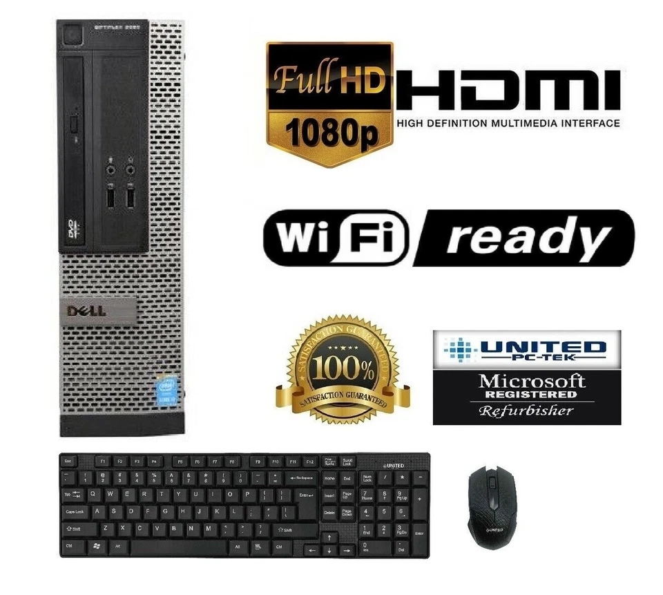 Dell Optiplex Windows 10 Pro Core I5 Quad Core 1TB, 8GB HDMI/VGA WiFi  - Image 1 of 4
