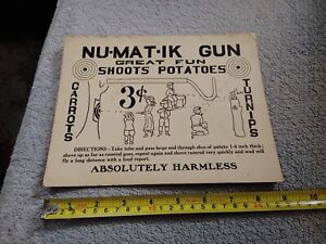 Vintage 1940s/50s Nu-Mat-Ik Potato Gun Advertising Instructions Card