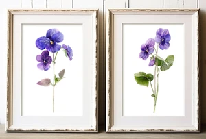 Floral Wall Art Prints, Set of 2 Purple Floral Wall Art Prints, Botanical Decor - Picture 1 of 2